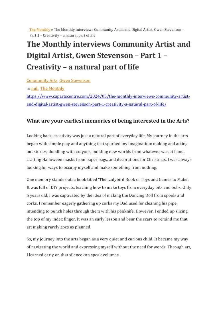 The Monthly Interviews: Community Arts Partnership: June 2024