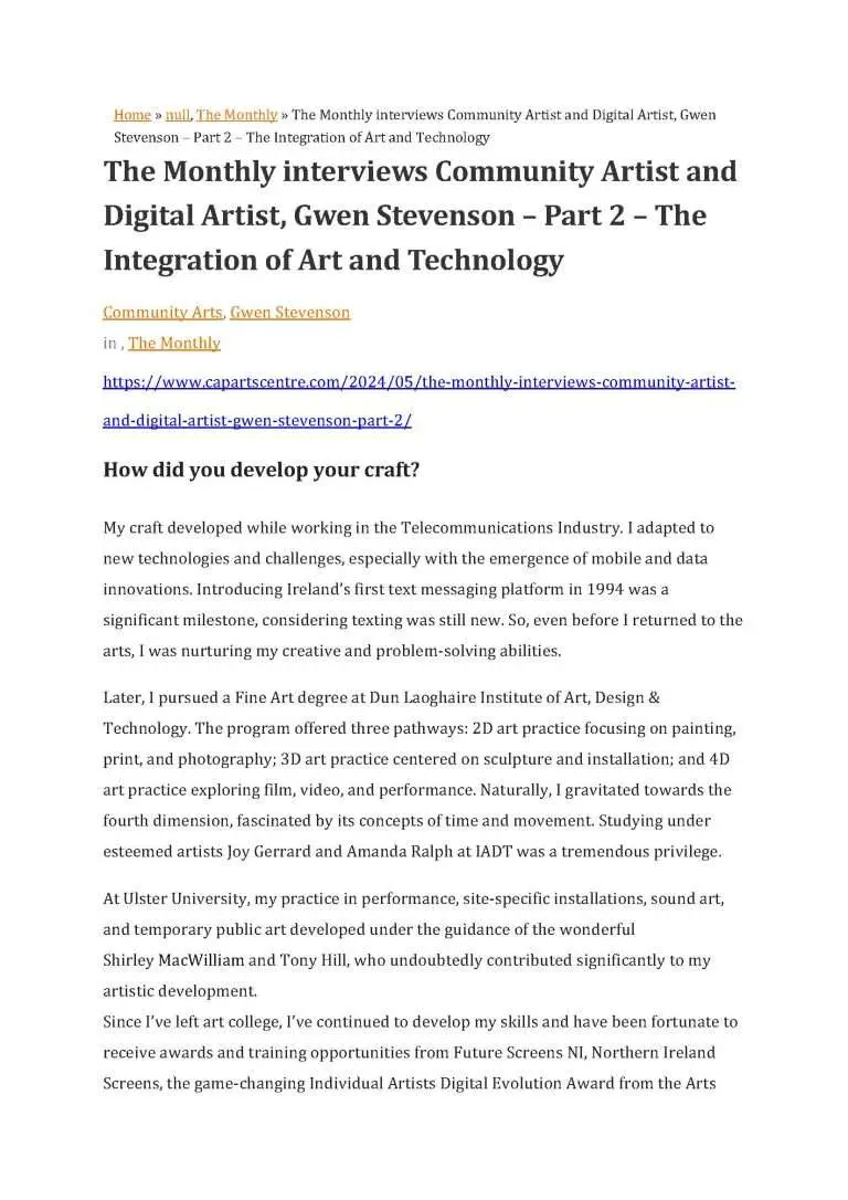 The Monthly Interviews: Community Arts Partnership: June 2024